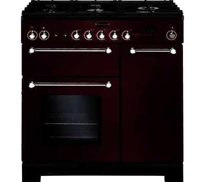 RANGEMASTER  Kitchener 90 Dual Fuel Range Cooker - Cranberry & Chrome